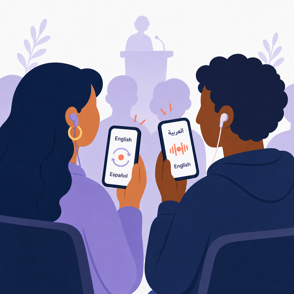 Audience listening on phones