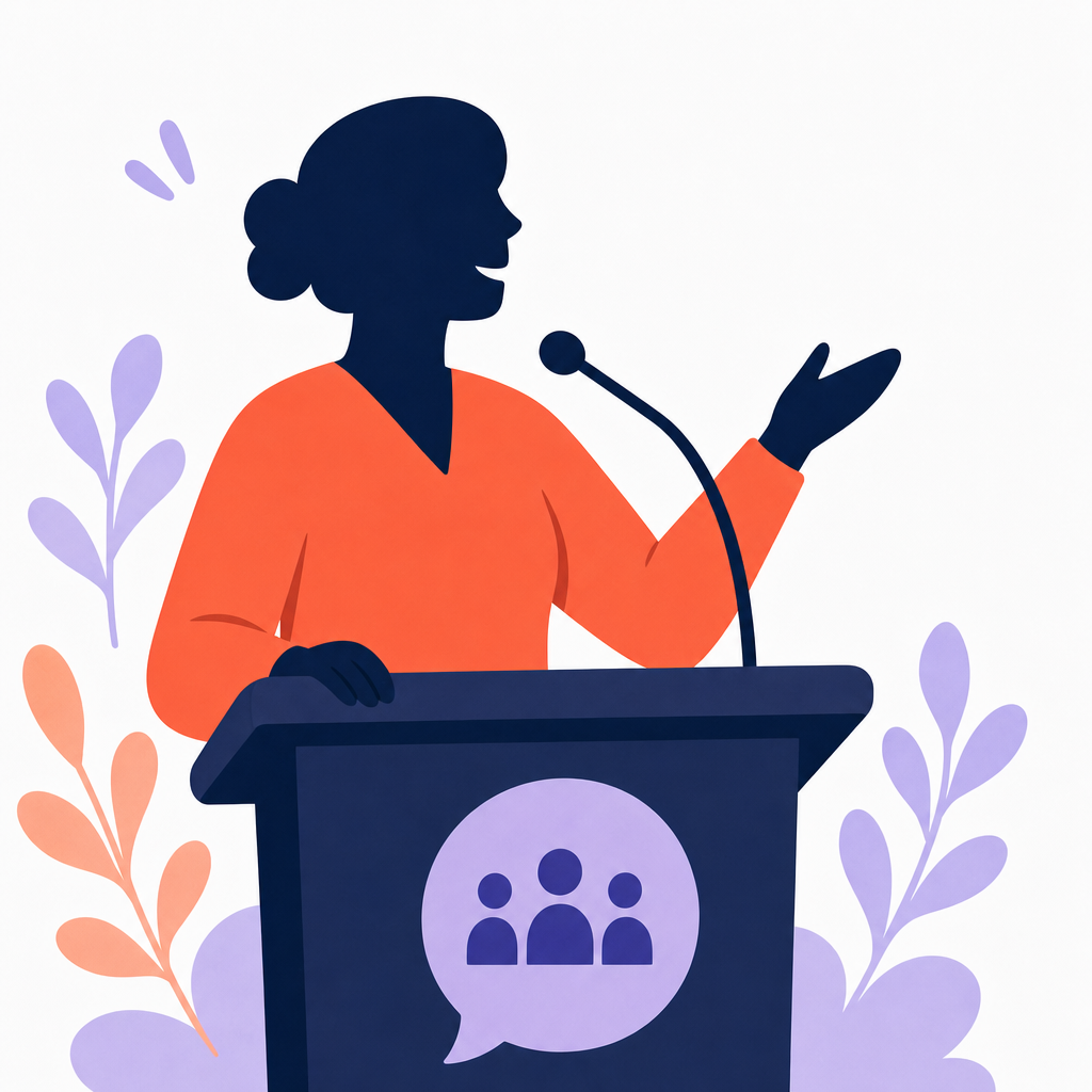 Speaker at microphone